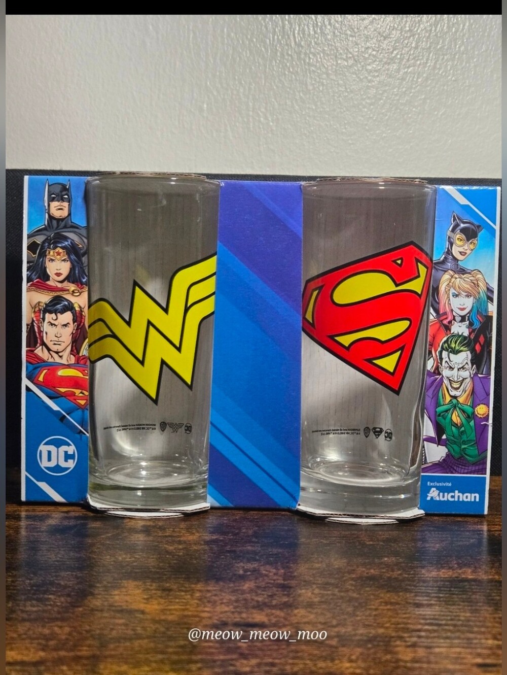 DC Comics Auchan Exclusive Glass Tumbler Set Wonder Woman & Superman 27cl New
